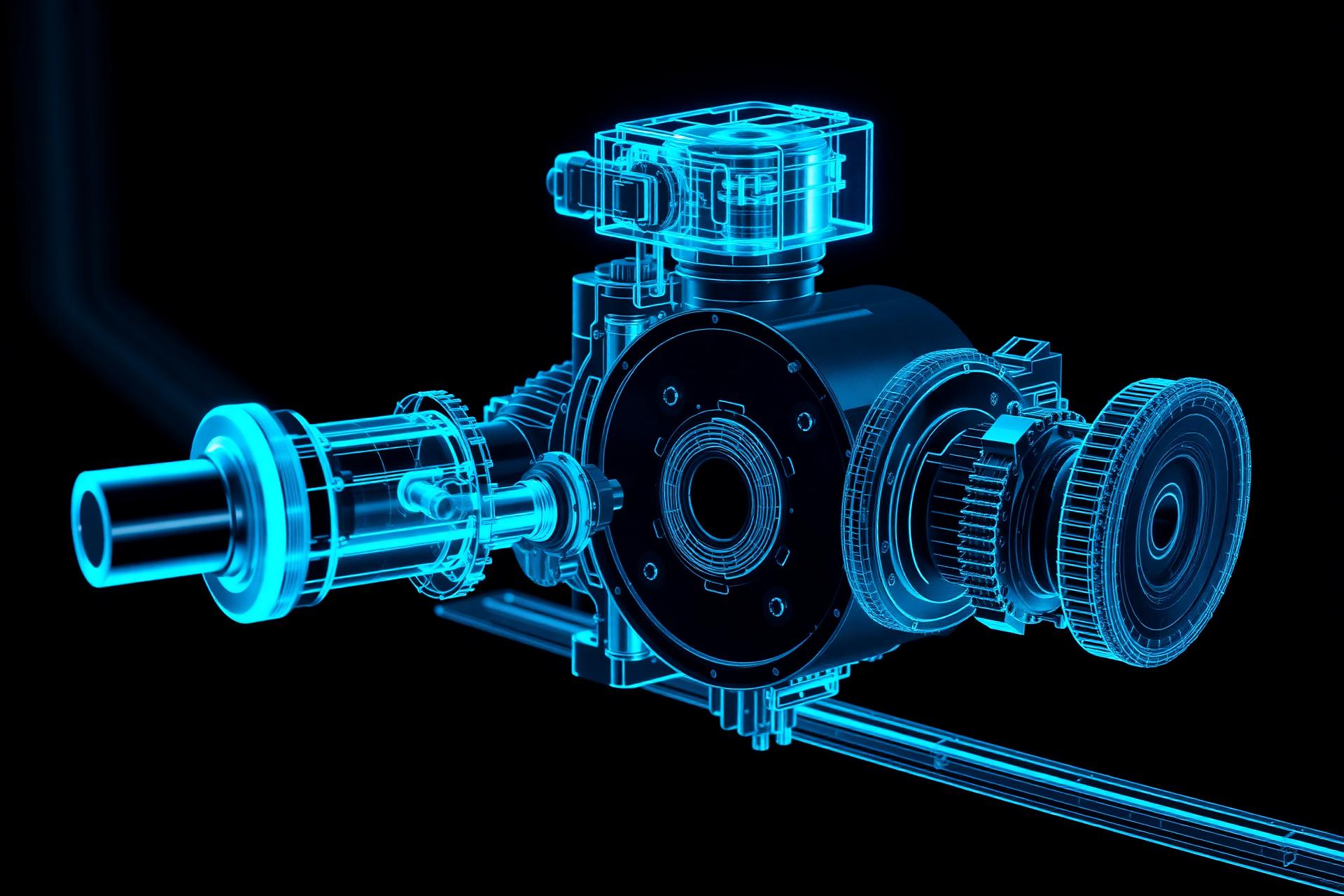Modelo CAD 3D de componente industrial con overlay de escáner 3D